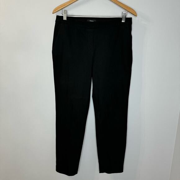 Theory Women's Thaniel Appoach Cropped Slim Pant Black Pull-on Sz 8 - Picture 7 of 9